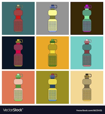 Set of icons in flat design sports bottle vector image
