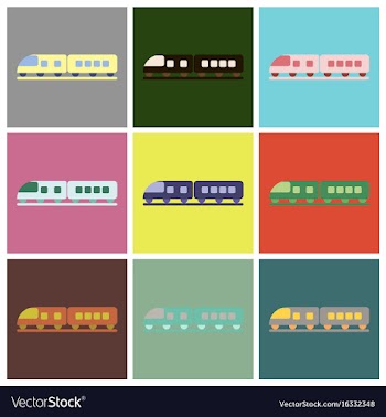 Set of icons in flat design train vector image