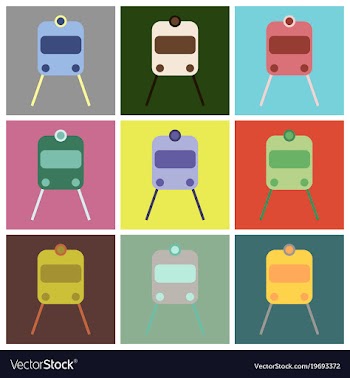 Set of icons in flat design train vector image