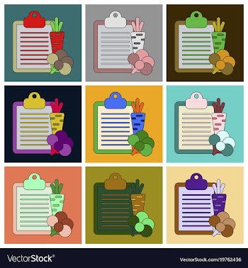 Set of icons in flat design vegetable menu vector image