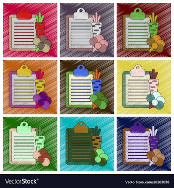Set of icons in flat design vegetable menu vector image