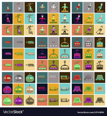 Set of icons in flat design winter sport vector image