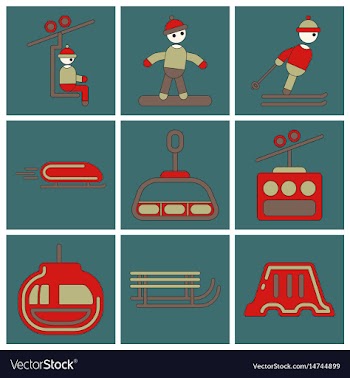 Set of icons in flat design winter sport vector image