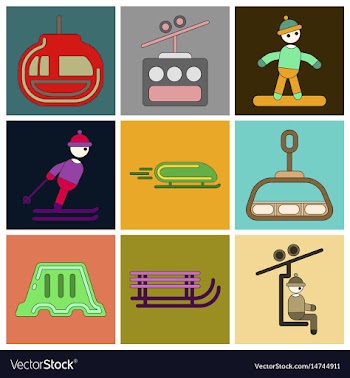 Set of icons in flat design winter sport vector image