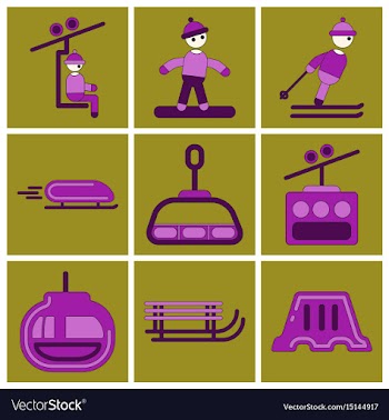 Set of icons in flat design winter sport vector image