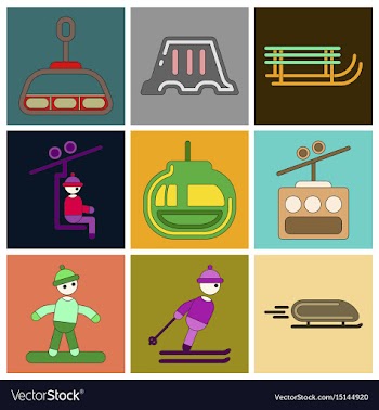 Set of icons in flat design winter sport vector image