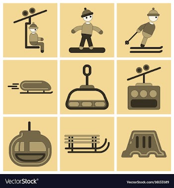Set of icons in flat design winter sport vector image