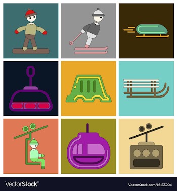 Set of icons in flat design winter sport vector image