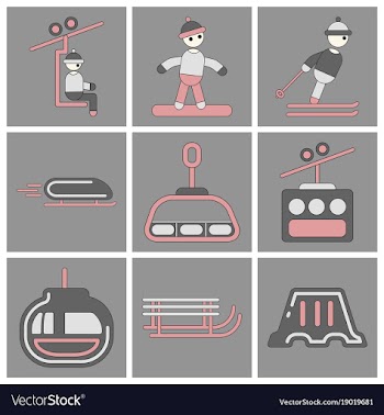 Set of icons in flat design winter sport vector image