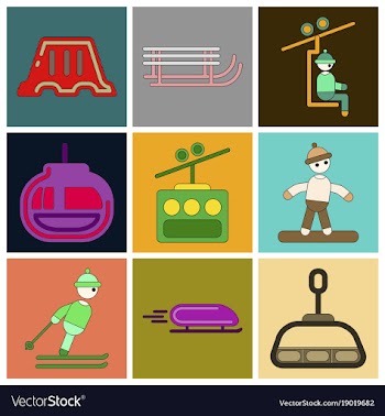Set of icons in flat design winter sport vector image