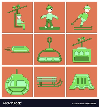 Set of icons in flat design winter sport vector image