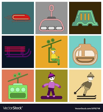 Set of icons in flat design winter sport vector image