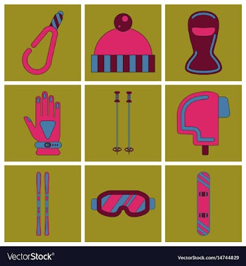 Set of icons in flat design winter sports outfit vector image
