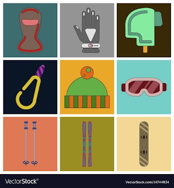 Set of icons in flat design winter sports outfit vector image