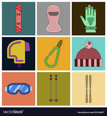 Set of icons in flat design winter sports outfit vector image