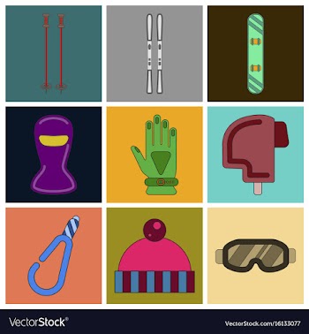 Set of icons in flat design winter sports outfit vector image