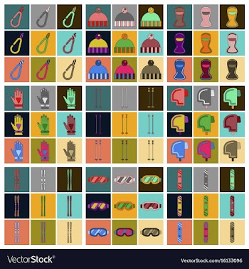 Set of icons in flat design winter sports outfit vector image
