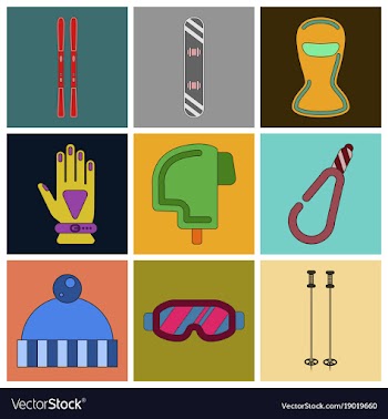 Set of icons in flat design winter sports outfit vector image