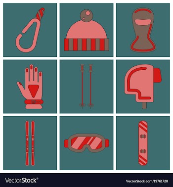 Set of icons in flat design winter sports outfit vector image
