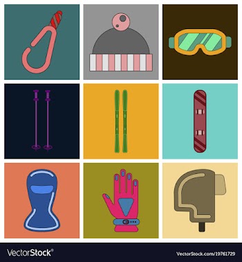 Set of icons in flat design winter sports outfit vector image