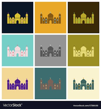 Set of icons in flat style muslim mosque vector image