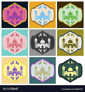 Set of icons in flat style muslim mosque vector image