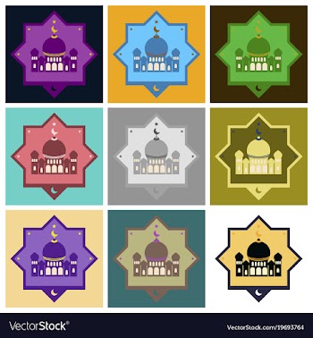Set of icons in flat style muslim mosque vector image