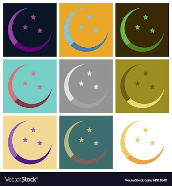 Set of icons in flat style ramadan moon and stars vector image