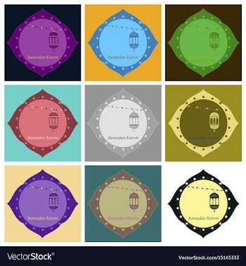 Set of icons in flat style ramadan oriental vector image