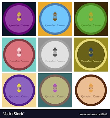 Set of icons in flat style ramadan oriental vector image