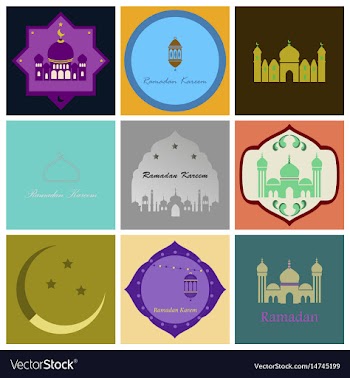 Set of icons in flat style ramadan vector image