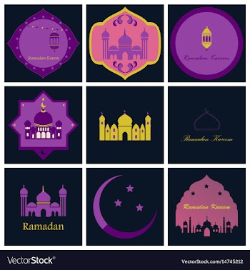 Set of icons in flat style ramadan vector image