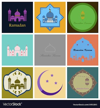 Set of icons in flat style ramadan vector image