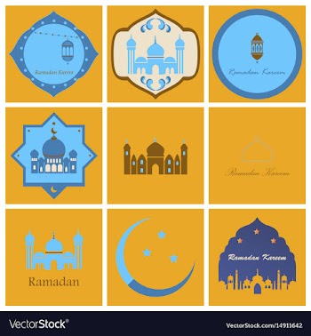 Set of icons in flat style ramadan vector image