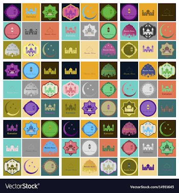 Set of icons in flat style ramadan vector image