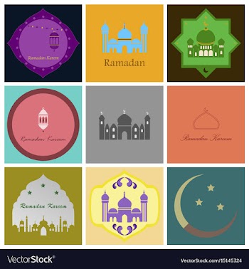 Set of icons in flat style ramadan vector image