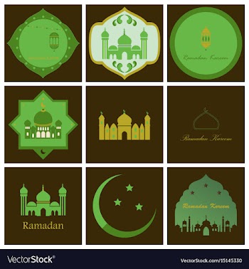 Set of icons in flat style ramadan vector image