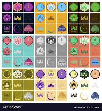 Set of icons in flat style ramadan vector image