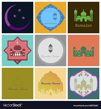 Set of icons in flat style ramadan vector image
