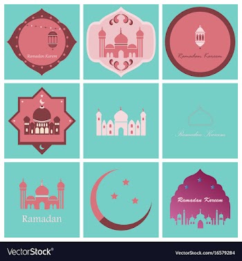 Set of icons in flat style ramadan vector image