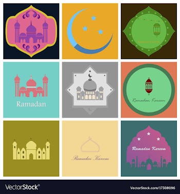 Set of icons in flat style ramadan vector image