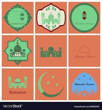 Set of icons in flat style ramadan vector image