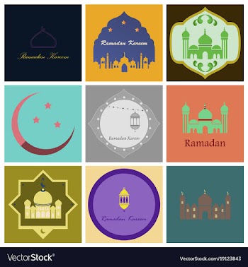 Set of icons in flat style ramadan vector image