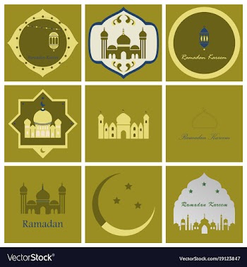 Set of icons in flat style ramadan vector image