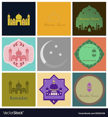 Set of icons in flat style ramadan vector image