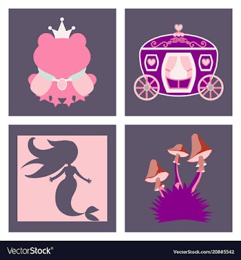 Set of icons in princces theme include frog with vector image