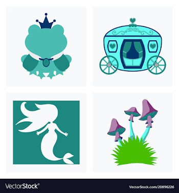 Set of icons in princces theme include frog with vector image