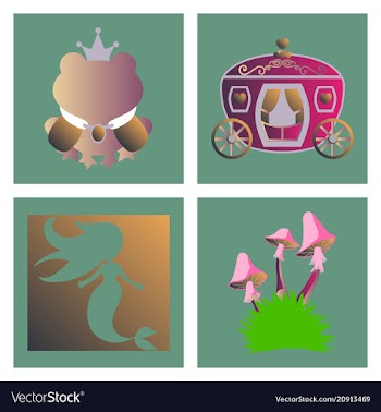 Set of icons in princces theme include frog with vector image