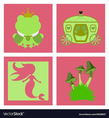 Set of icons in princces theme include frog with vector image