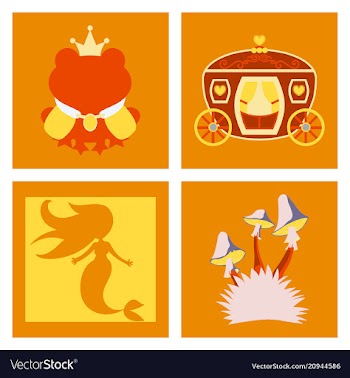 Set of icons in princces theme include frog with vector image